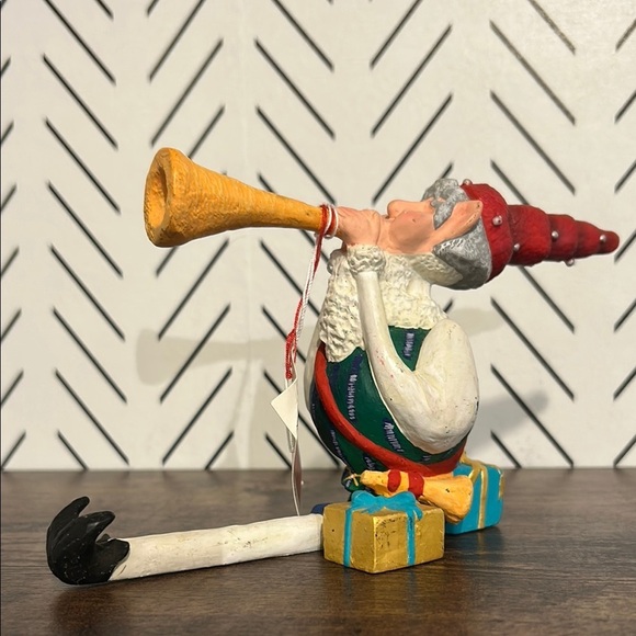 Department 56 Other - Department 56 Christmas Festive Gnome Trumpet Shelf Sitter 1991 Vintage Holiday